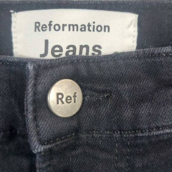 Reformation Emma Wide Leg Black Jeans Raw Hem Size 31 - Picture 5 of 10